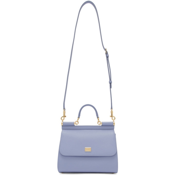 Dolce & Gabbana Medium Sicily Bag In Dauphine Leather In Light Blue