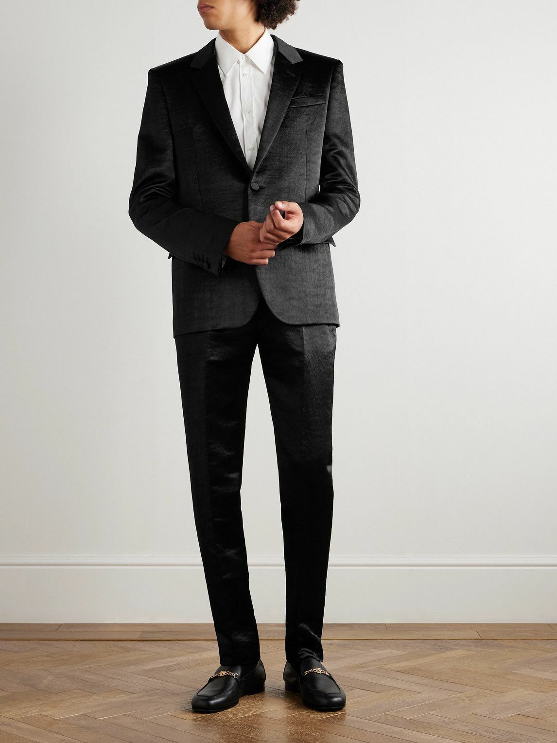 McQueen - Hammered-Satin Suit Jacket - Black