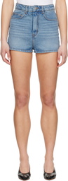 AMI Paris Blue Cotton Mini Denim Shorts