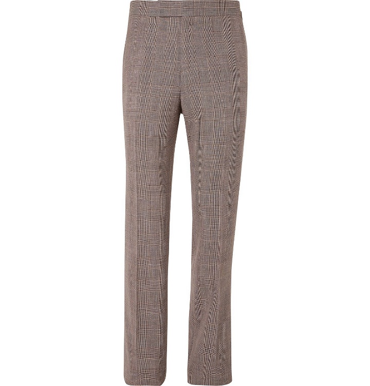Photo: Kingsman - Prince of Wales Checked Wool, Silk and Linen-Blend Suit Trousers - Brown