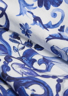 Alice + Olivia Glinda Printed Linen-blend Mini Dress Blue And White