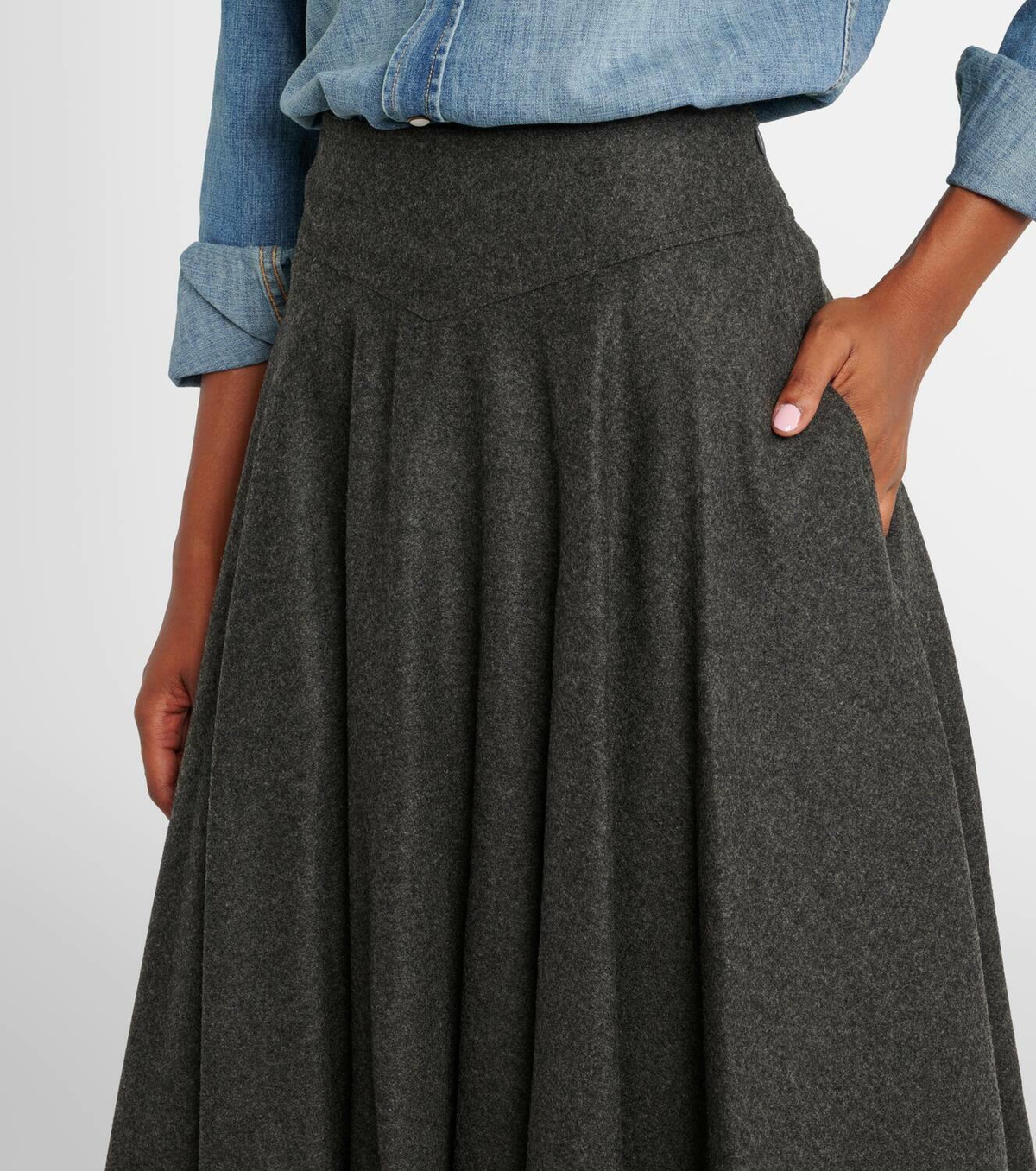 Ralph Lauren Collection Jennine wool flannel midi skirt