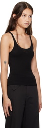 St. Agni Black Organic Cotton Slim Scoop Tank Top
