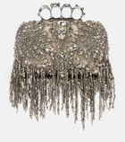 Alexander McQueen Knuckle crystal-embellished leather clutch