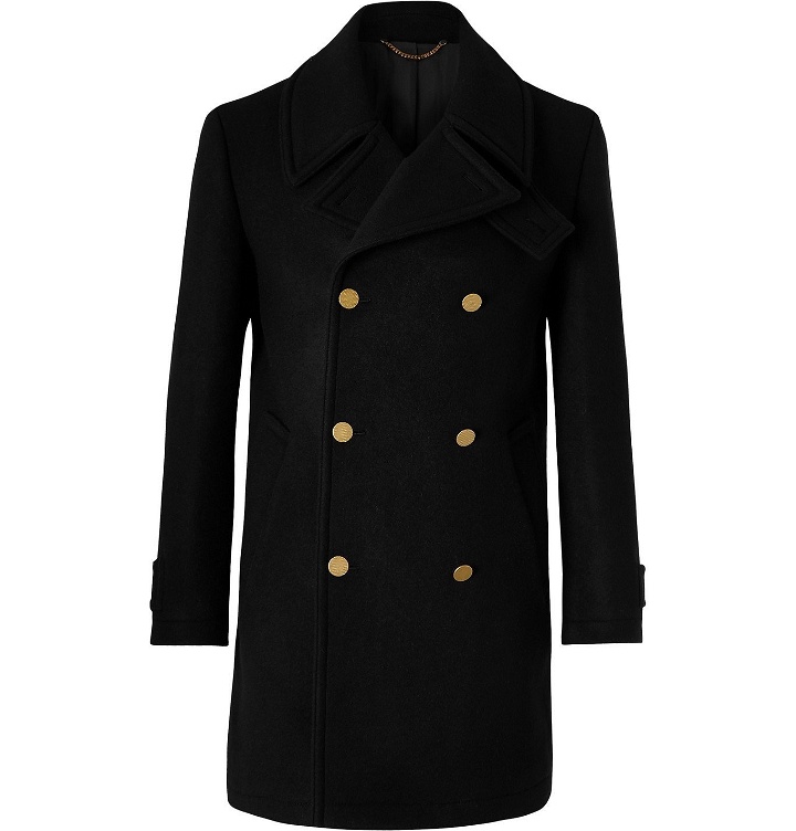 Photo: DUNHILL - Double-Breasted Wool and Cashmere-Blend Peacoat - Black
