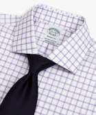 Brooks Brothers Men's Stretch Regent Regular-Fit Dress Shirt, Non-Iron Twill English Collar Grid Check | Lavender