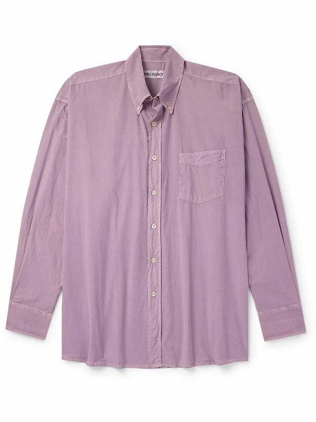 Photo: Our Legacy - Borrowed Button-Down Collar Cotton-Voile Shirt - Purple