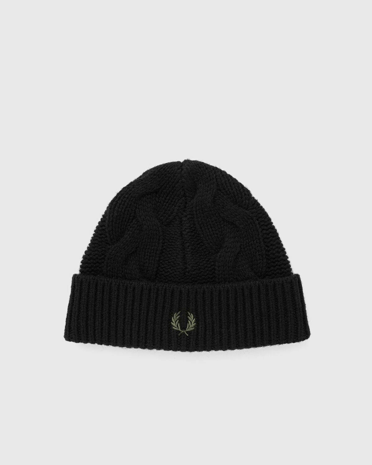Fred Perry LAMBSWOOL CABLE BEANIE Black Mens Beany Fred Perry