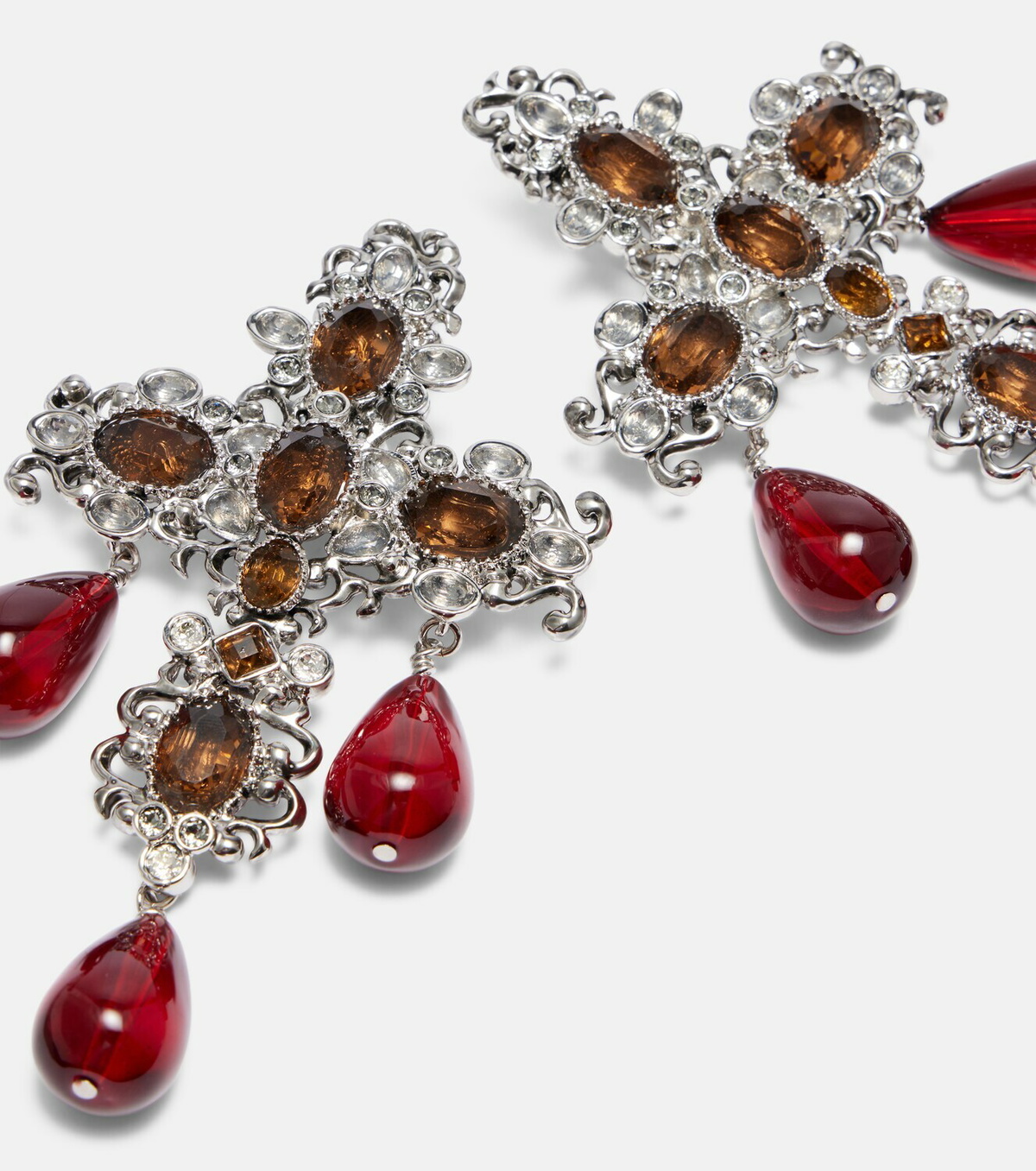 Saint Laurent Cross embellished clip-on earrings