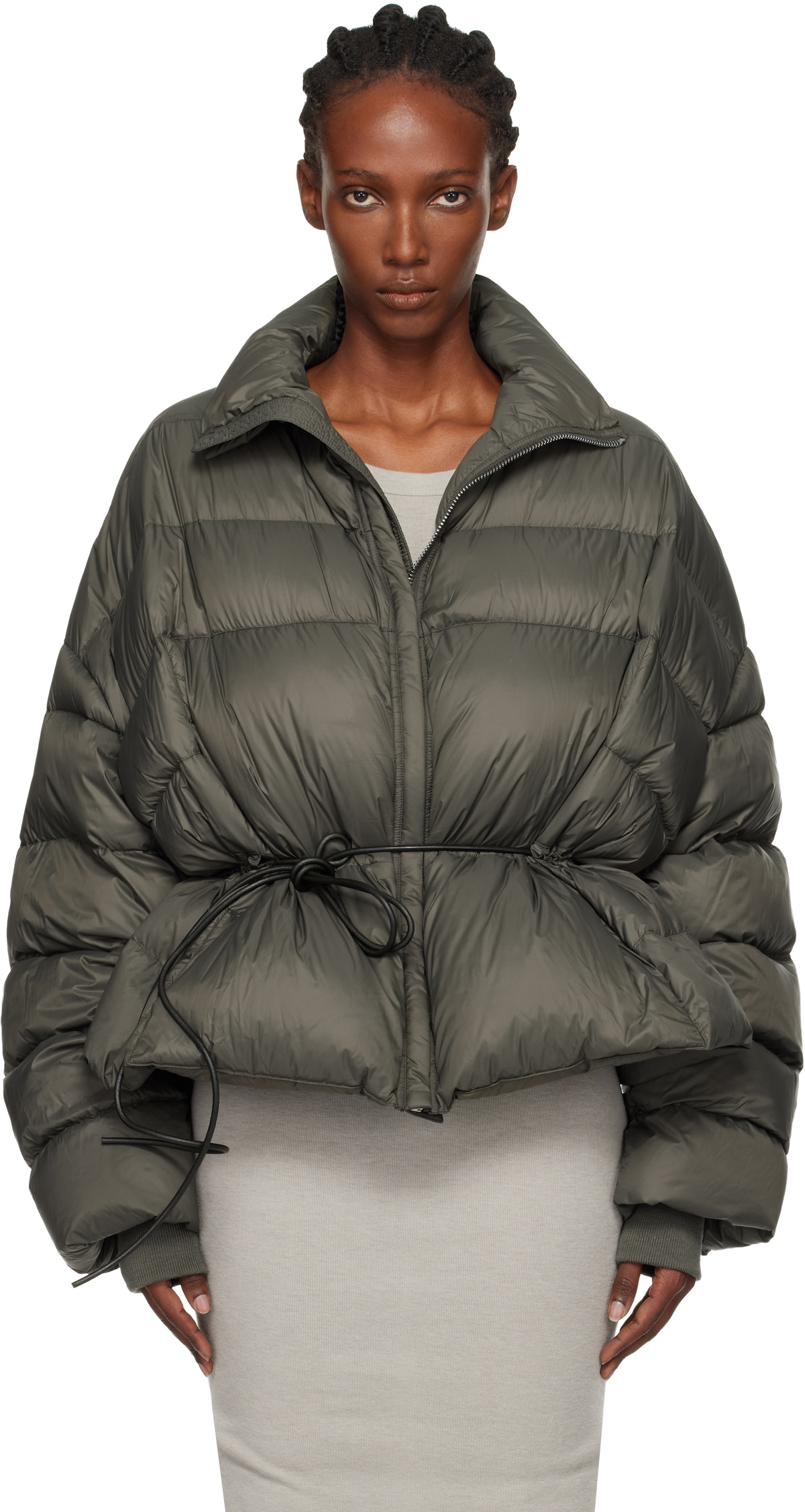 Rick Owens Taupe Moncler Edition Down Coyote Jacket Rick Owens