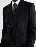 TOM FORD - Double-Breasted Pinstriped Wool-Twill Suit Jacket - Black