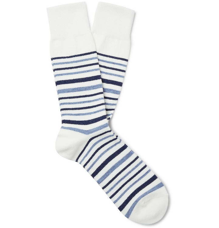Photo: MR P. - Striped Cotton-Blend Socks - White