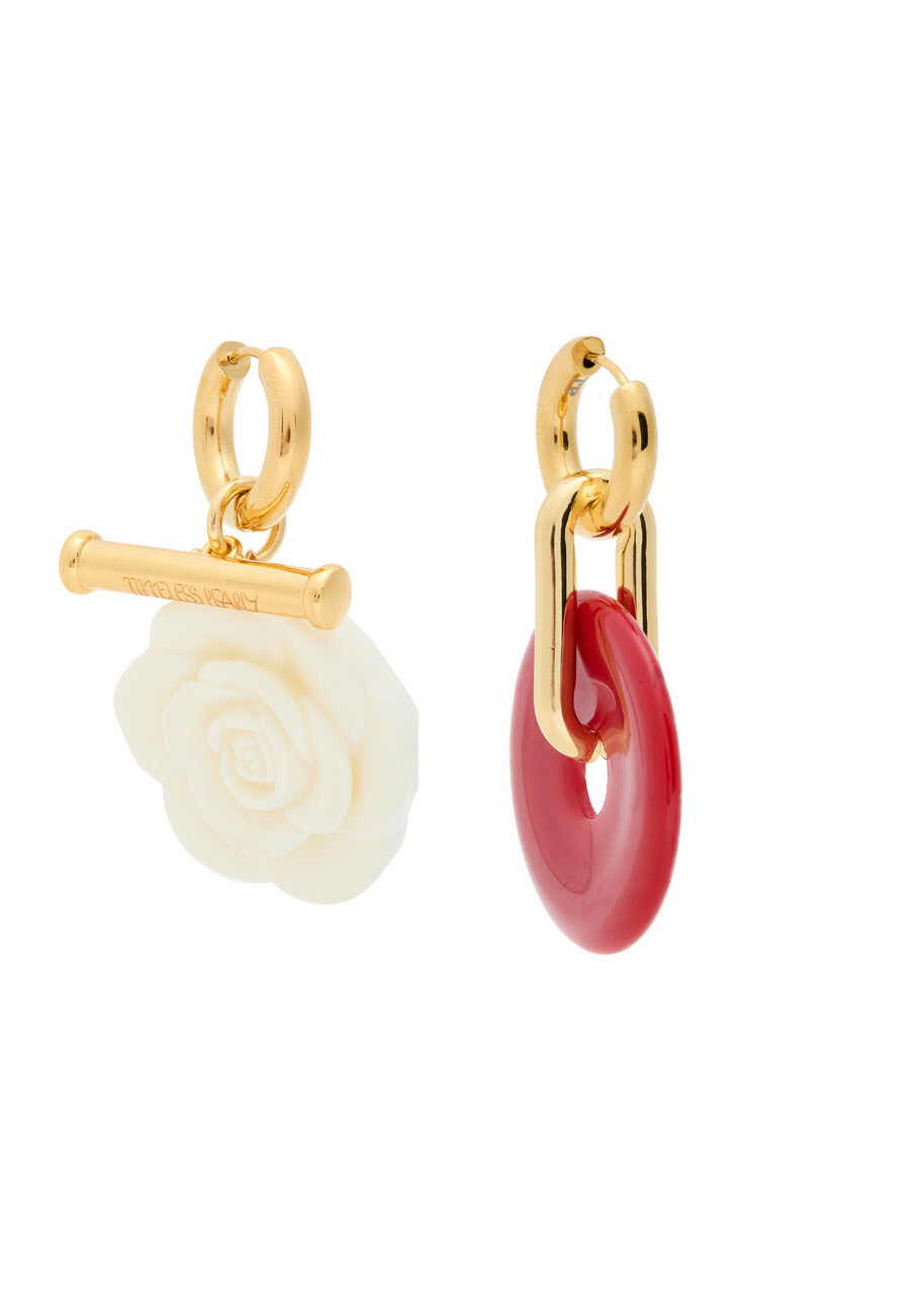 Timeless Pearly Mismatched 24kt Gold-plated Hoop Earrings - Blue - One Size