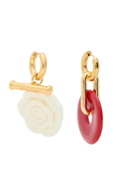Timeless Pearly Mismatched 24kt Gold-plated Hoop Earrings - Blue - One Size