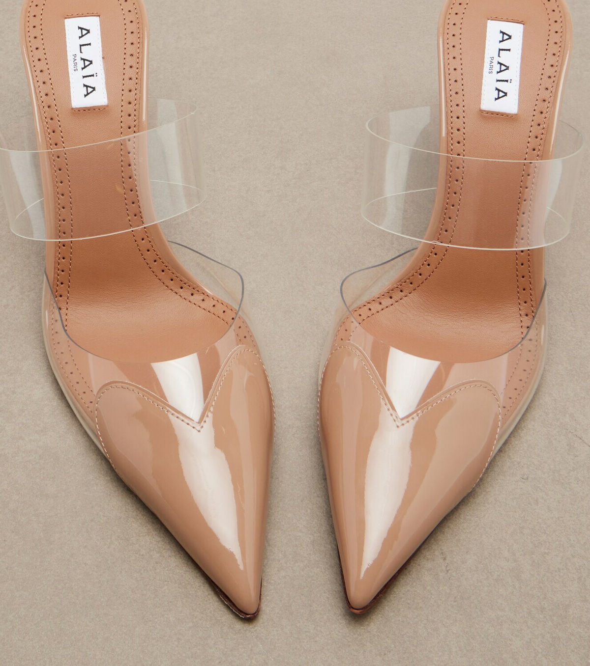 Alaïa Le Cœur patent leather and PU mules