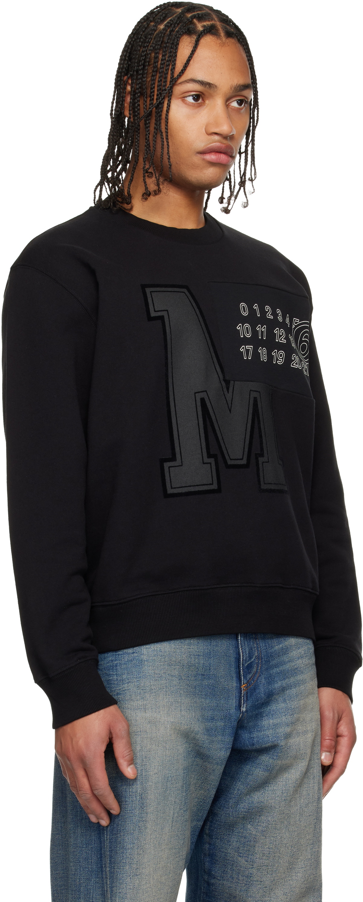 MM6 Maison Margiela Black Printed-Logo Sweatshirt
