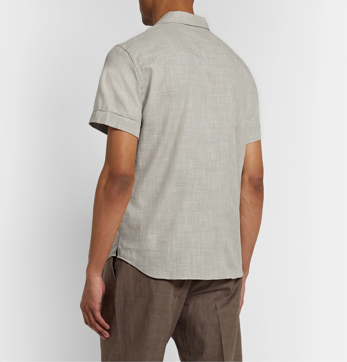 Odyssee - Maylen Camp-Collar Basketweave Cotton Shirt - Gray Odyssee