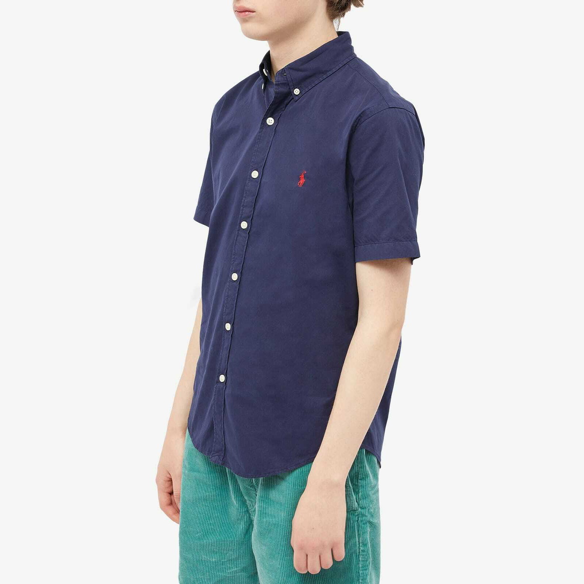 Polo Ralph Lauren Men's Featherweight Twill Short Sleeve Shirt in Newport Navy
