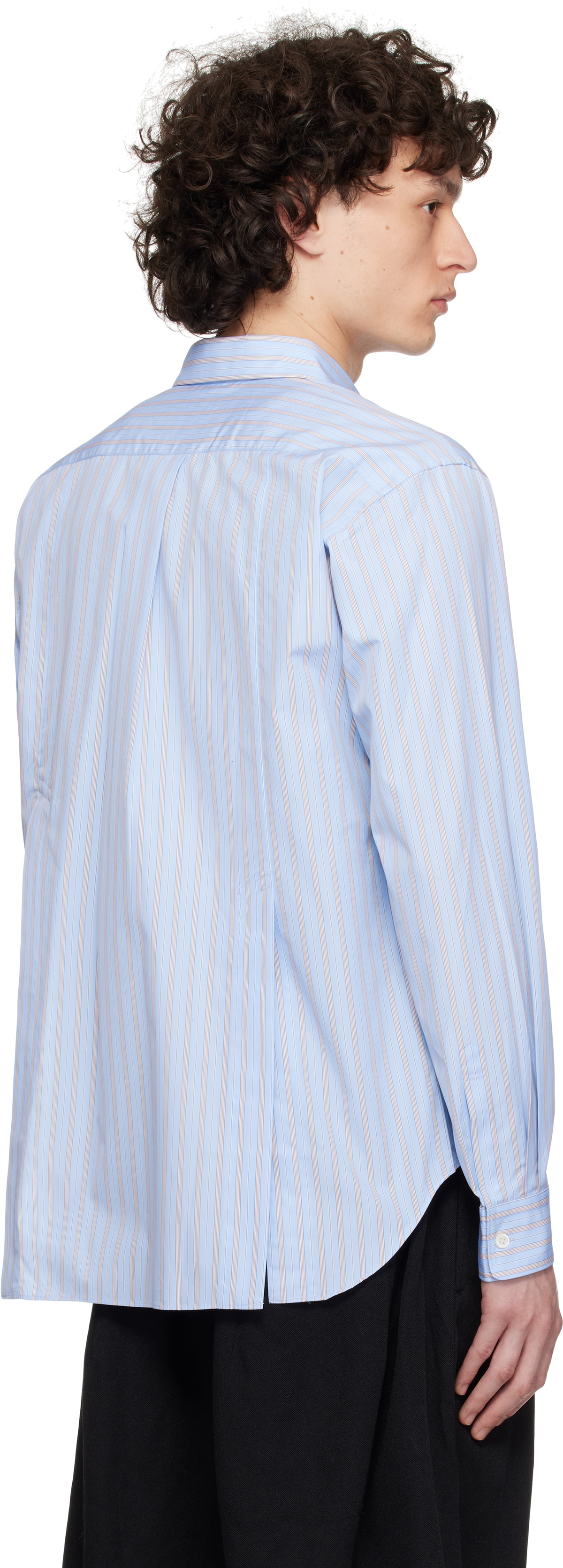 Comme des Garçons Homme Deux Blue Cotton Broad Stripe Shirt