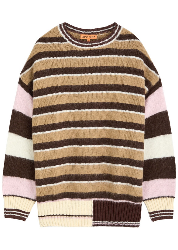 Photo: Stine Goya Striped Brushed-knit Jumper Brown
