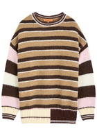 Stine Goya Striped Brushed-knit Jumper Brown