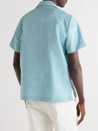 Stoffa - Camp-Collar Linen and Organic Cotton-Blend Shirt - Blue