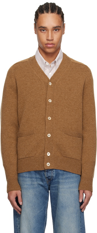 Photo: Drake's Brown Lambswool 6 Button Cardigan