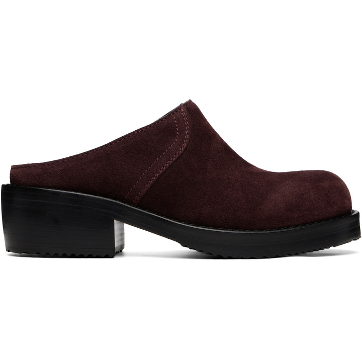 Photo: Dries Van Noten Burgundy Suede Workwear Mule Loafers