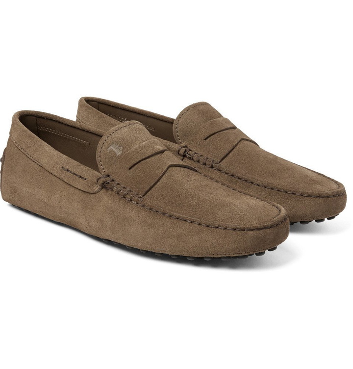 Photo: Tod's - Gommino Suede Driving Shoes - Men - Mushroom
