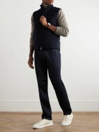 Zegna - Slim-Fit Leather-Trimmed Oasi Cashmere Down Gilet - Blue