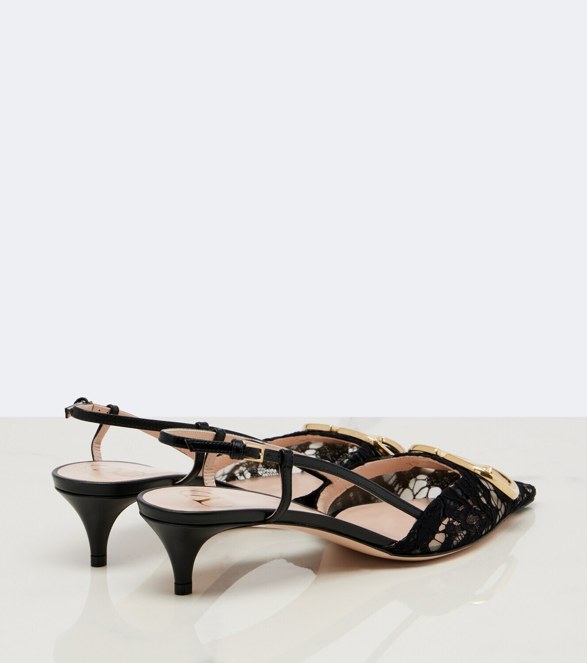 Valentino Garavani VLogo lace slingback pumps
