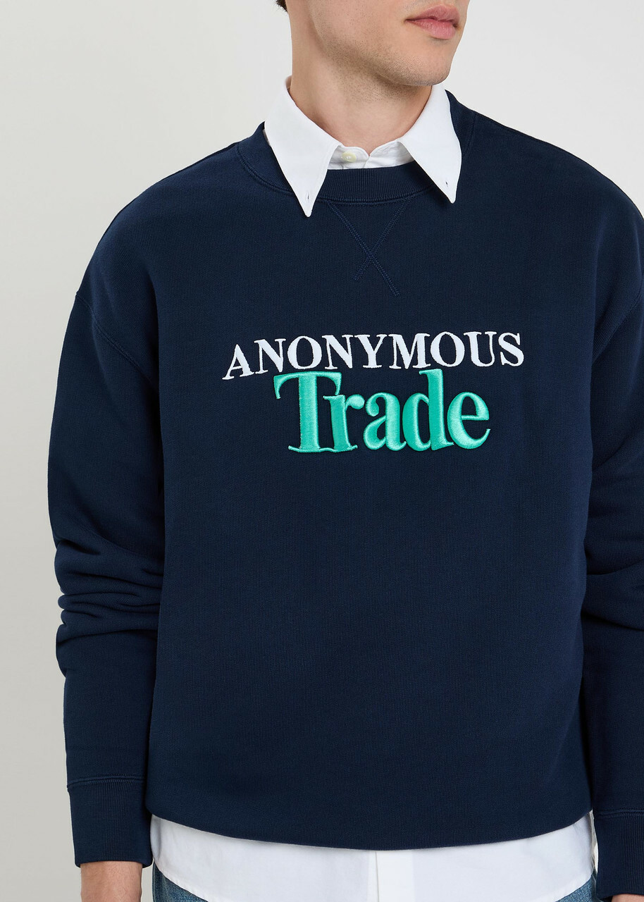 JW Anderson Embroidered Cotton Sweatshirt Navy