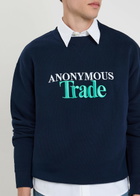 JW Anderson Embroidered Cotton Sweatshirt Navy