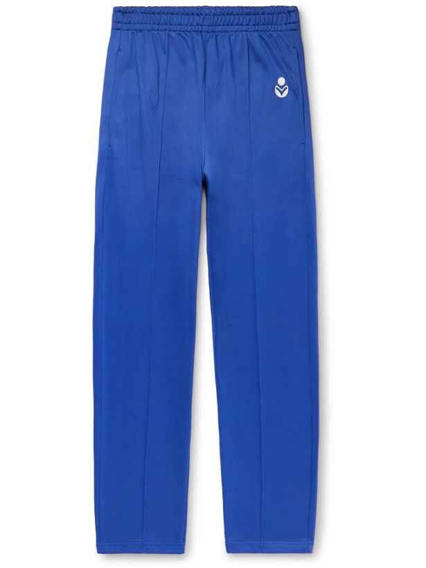 Photo: Isabel Marant - Inays Logo-Embroidered Pintucked Jersey Sweatpants - Blue