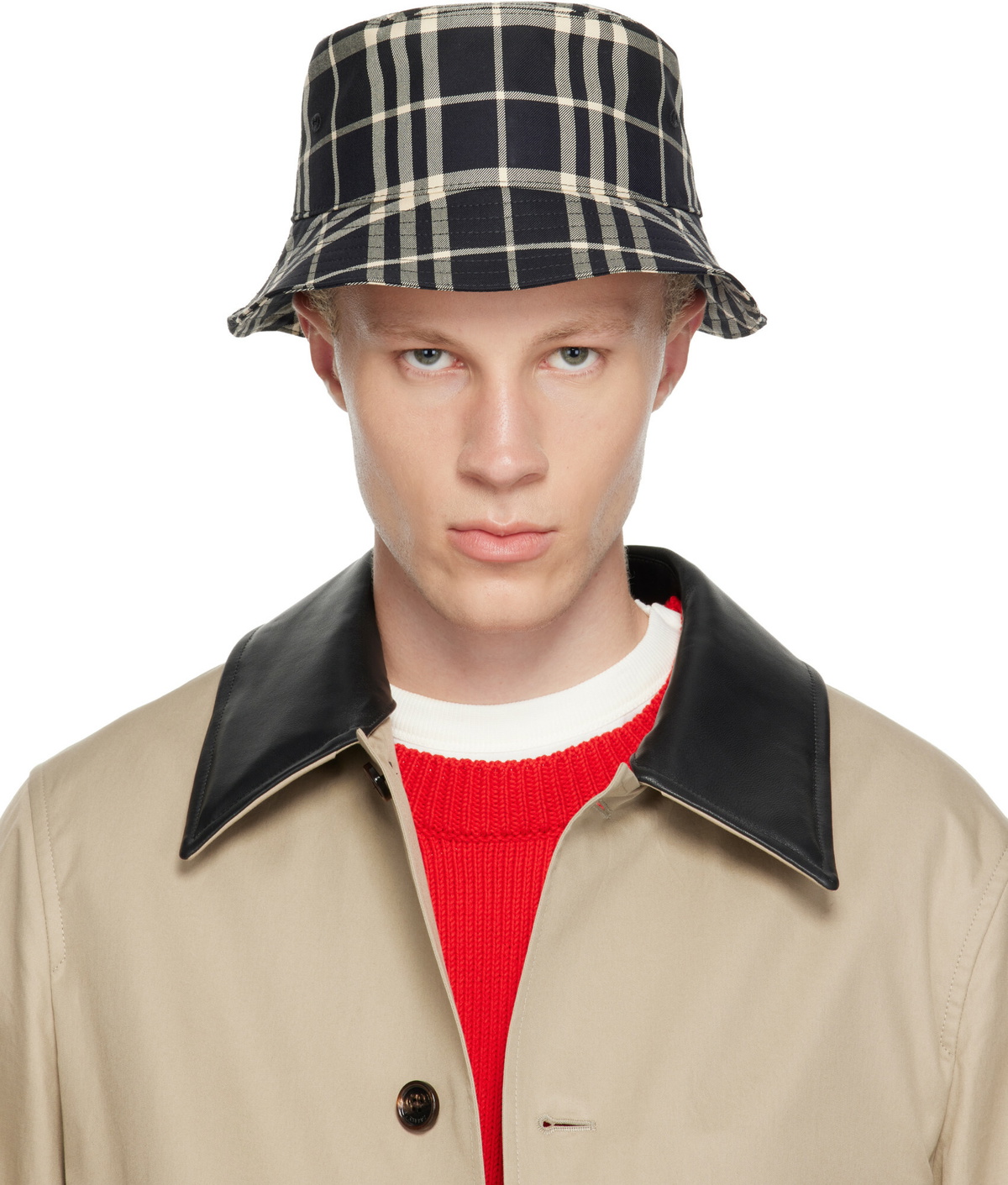 Burberry Black Check Cotton Bucket Hat