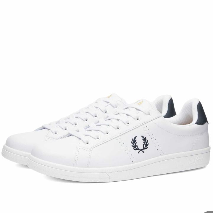Photo: Fred Perry Men's B721 Leather Sneakers in White/Navy