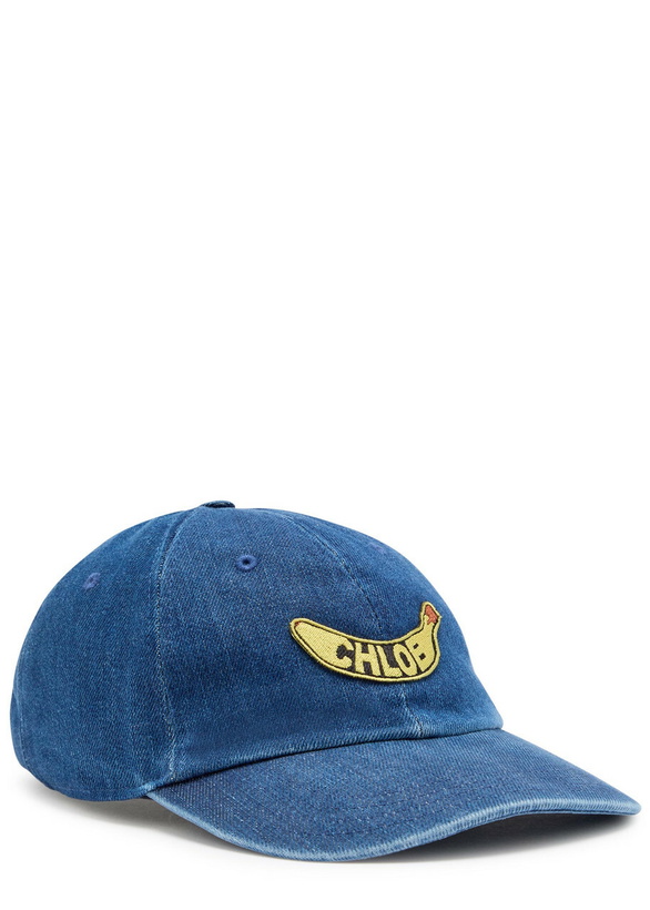 Photo: Chloe Logo Banana-appliquéd Denim cap