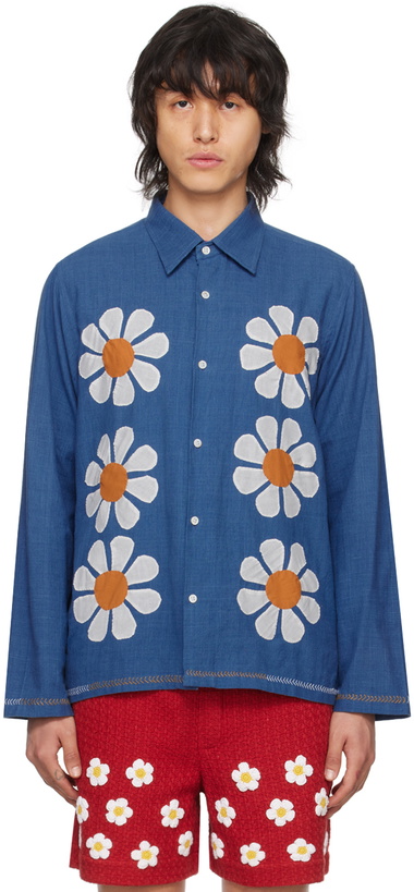 Photo: HARAGO Blue Flower Appliqué Shirt