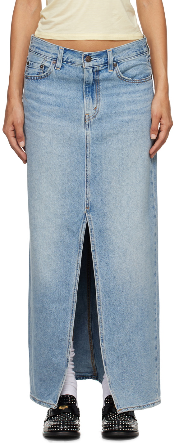 Levi's Blue Ankle Column Denim Midi Skirt