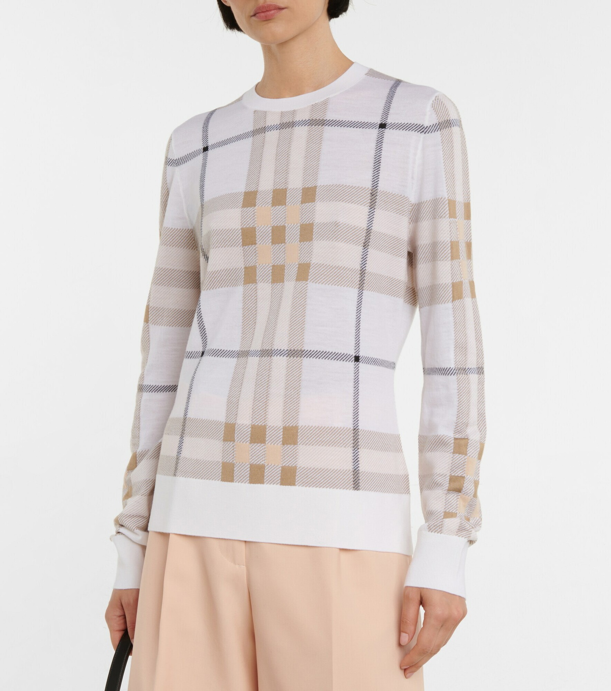 Burberry - Wool and silk-blend checked sweater Burberry Burberry - Wool and silk-blend checked sweater Burberry