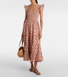 Rixo Kendall floral cotton voile midi dress