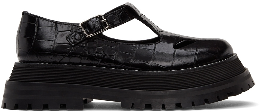 Burberry Black Croc T-Bar Loafers Burberry