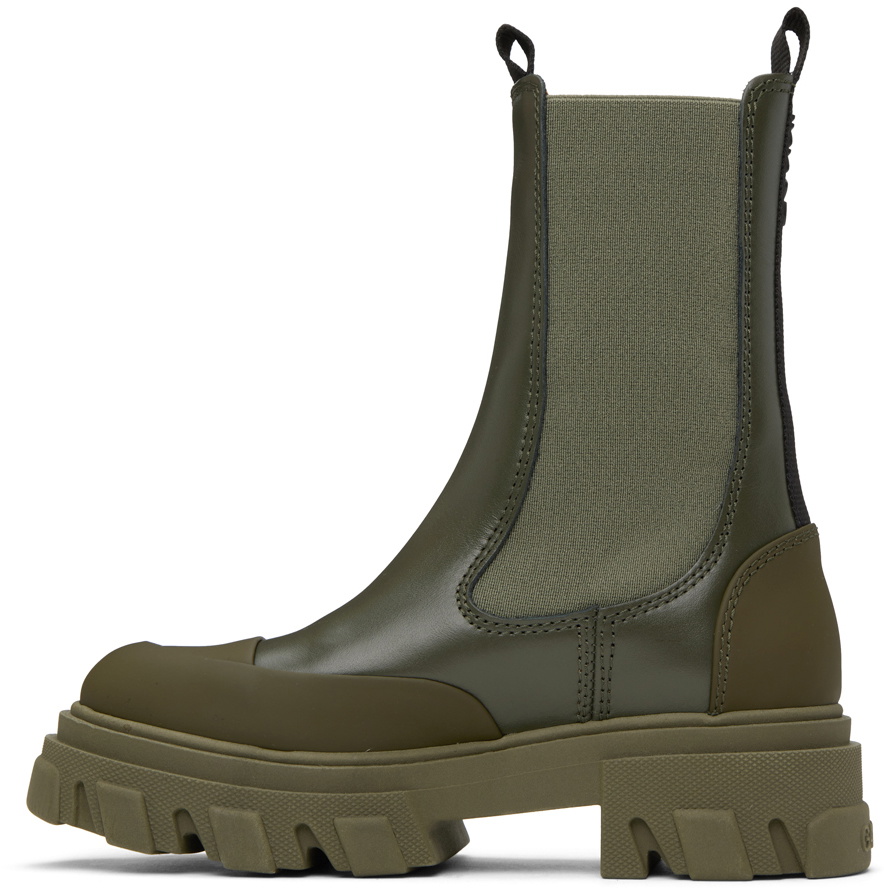 GANNI Khaki Cleated Chelsea Boots