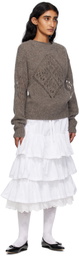 OPEN YY Taupe Alpaca Argyle Pointelle Sweater
