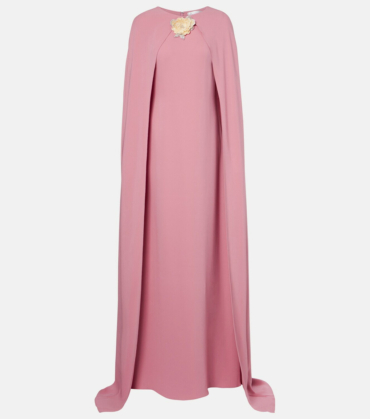 Oscar de la Renta Caped silk-blend georgette gown