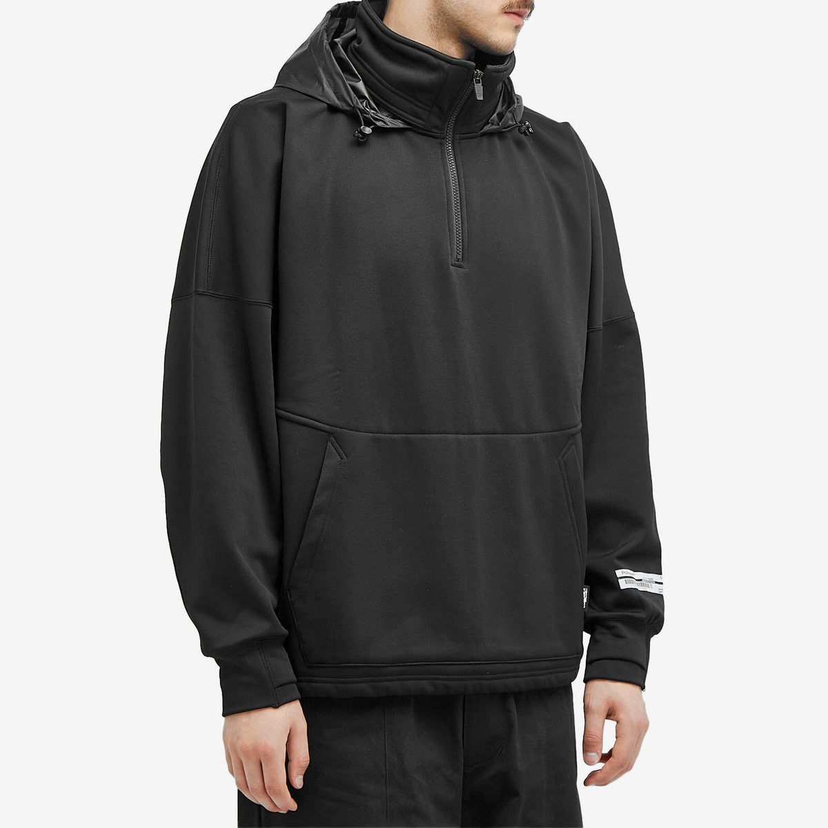 Poliquant Men's Fleece Hooded Quarter Zip Sweatshirt in Black