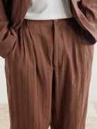 Kardo - Antonio Straight-Leg Striped Cotton-Canvas Trousers - Brown