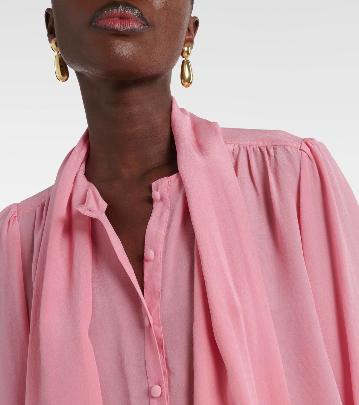 Rixo Wilhelmina tie-neck silk blouse