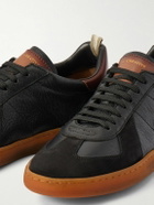 Officine Creative - Militia 001 Suede-Trimmed Full-Grain Deerskin Sneakers - Black