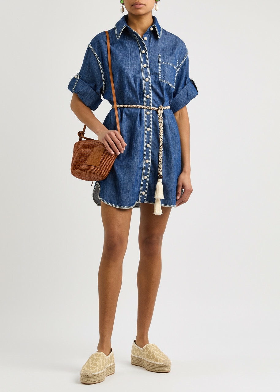 【Zimmermann】Denim shirt dress Acacia Denim Shirt Dress Midnight Online | Zimmermann